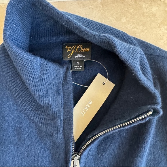 J Crew Navy Blue Full Zip Cashmere Sweater Mens Size S NEW - Picture 8 of 10